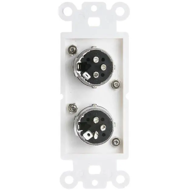 Alt view image 2 of 2 - Decora Wall Plate Insert, White, Dual XLR Female to Solder Type