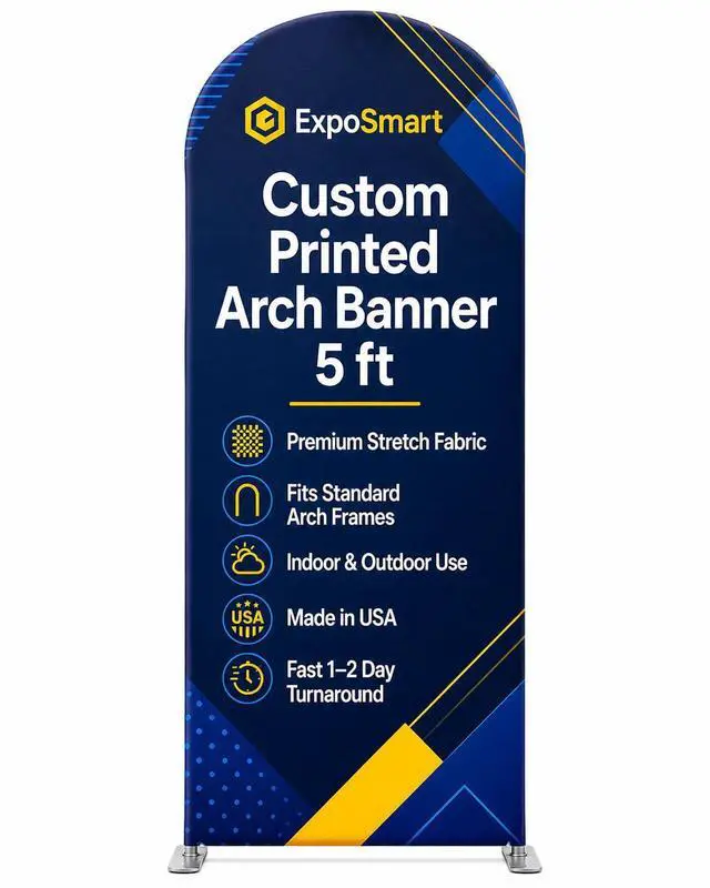 Main image of Custom Arch Cover Backdrop Stretch Polyester Full Color Custom Banner Print for Metal and Wooden Frames (5ft)