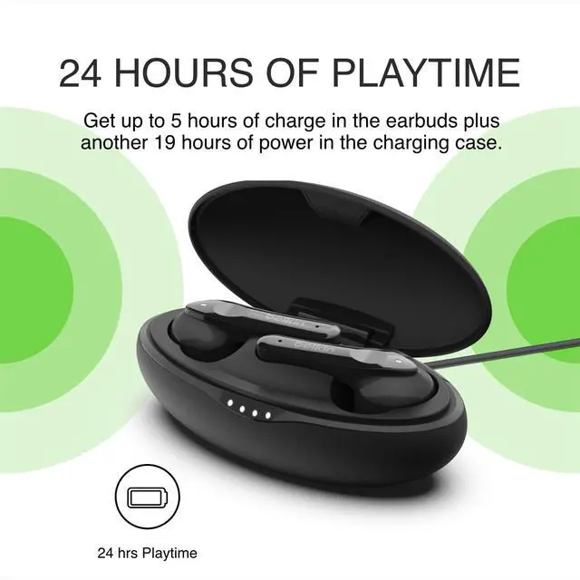 Alt view image 4 of 6 - Wireless Earbuds, SOUNDFORM Move True Wireless Bluetooth Earphones with Touch Controls, IPX5 Certified, Sweat and Water Resistant with Deep Bass for iPhone, Galaxy, and More - Black