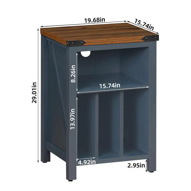 Alt view image 3 of 7 - Record Player Stand with Vinyl Record Storage Holds up to 160 Albums,Large Wood Record Player Table Dispaly ShelfBlue Turntable Stand Cabinet for Living Room,Bedroom,Office 9