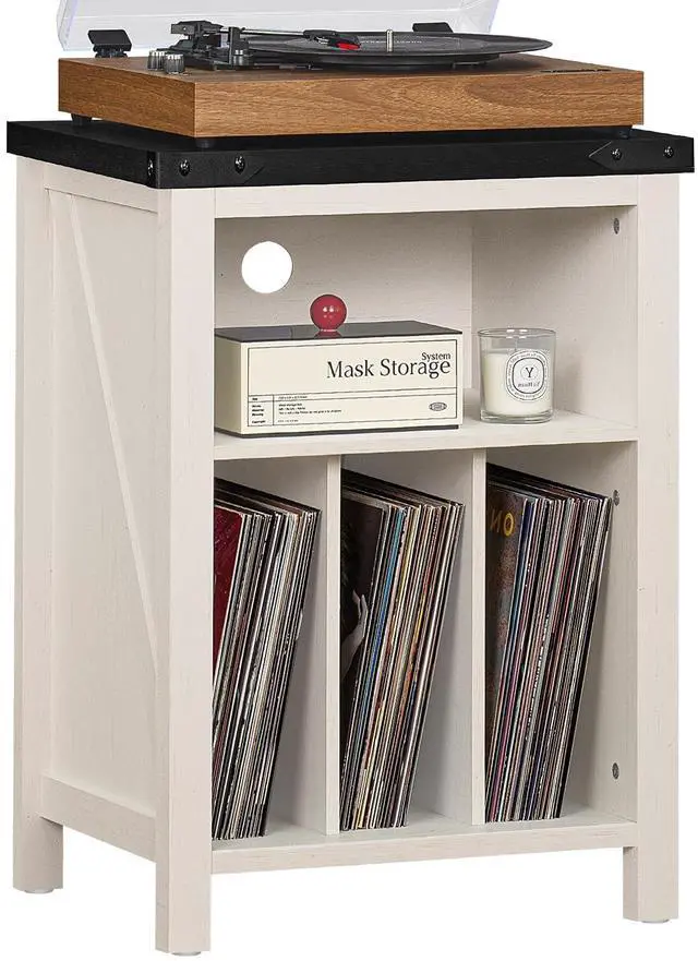 Main image of Record Player Stand with Vinyl Record Storage Holds up to 160 Albums,Large Wood Record Player Table Dispaly ShelfWhite Turntable Stand Cabinet for Living Room,Bedroom,Office 8