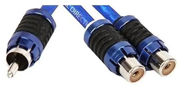 Main image of SI62YF 2-Channel 6000 Series Audiophile Grade RCA Y-Adapter Cable, BLUE | Car audio splitter, splits 1 preamp signal into 2 feeds, subwoofer and multi amp installs, snug plugs