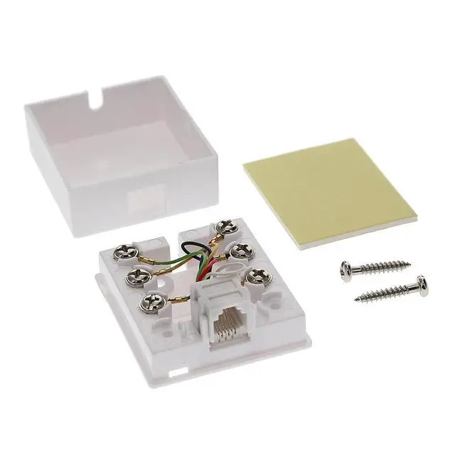 Alt view image 5 of 6 - (10-Pack) RJ12 (6P6C) Modular Single Port Surface Mount Jack Box White for Telehone/Phone Line with Mounting Screws