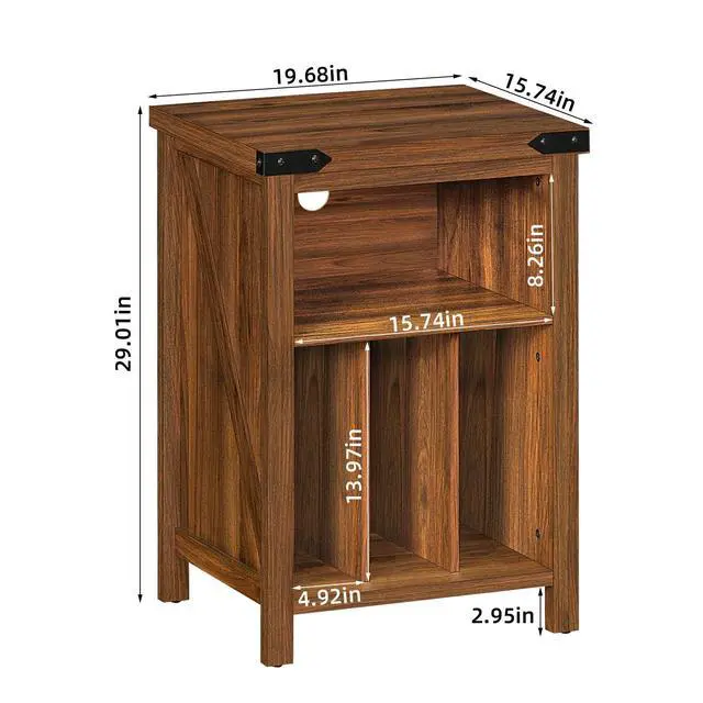 Alt view image 3 of 7 - Record Player Stand with Vinyl Record Storage Holds up to 160 Albums,Large Wood Record Player Table Dispaly ShelfBrown Turntable Stand Cabinet for Living Room,Bedroom,Office 7