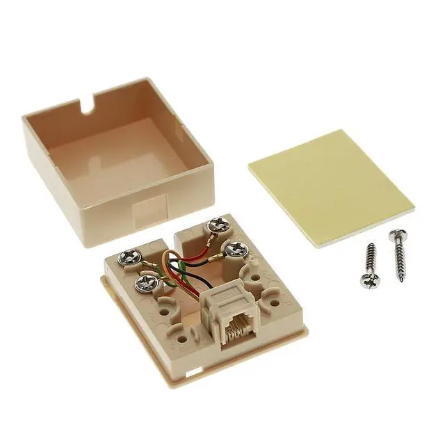 Alt view image 5 of 6 - (10-Pack) RJ11 (6P4C) Modular Single Port Surface Mount Jack Box Ivory for Telehone/Phone Line with Mounting Screws