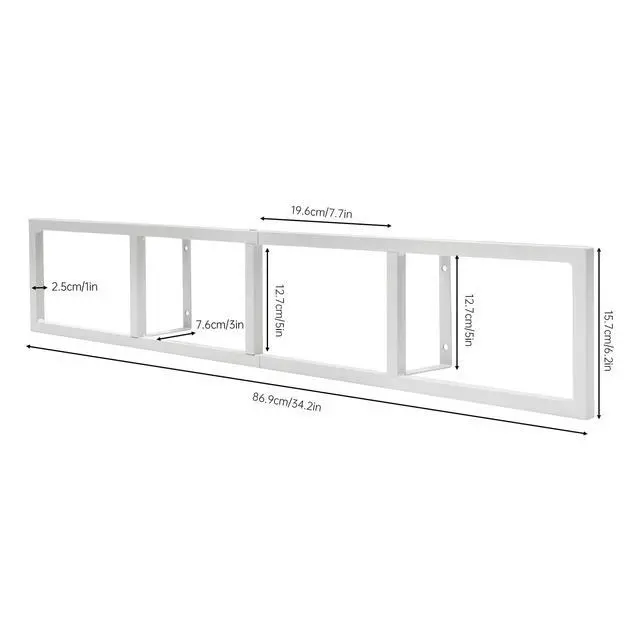 Alt view image 2 of 7 - 3 Pcs CD DVD Storage Shelf, 34 Inch Wall Mount Media Shelf Metal CD Storage Rack with 4 Compartments, Video Game Organizer Wall Mount for Living Room, Load 22.04lbs(White)