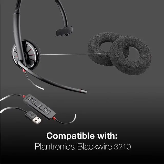 Alt view image 4 of 6 - Global Teck Foam Cushion Replacement Kit for Plantronics Blackwire Headset, Variations (10pk-Ear Cushions)