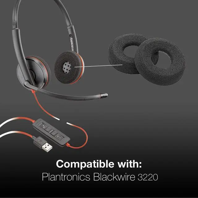 Alt view image 3 of 6 - Global Teck Foam Cushion Replacement Kit for Plantronics Blackwire Headset, Variations (10pk-Ear Cushions)