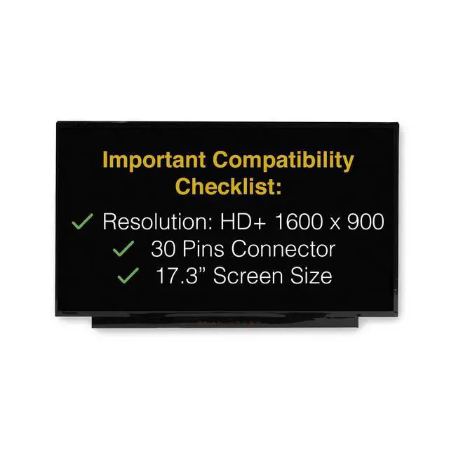 Alt view image 3 of 7 - Screen for Lenovo IDEAPAD 3 17IAU7 Model 82RL 30 Pins HD+ 1600x900 | Replacement, Matte, LCD LED Display, Tools and Tape Included