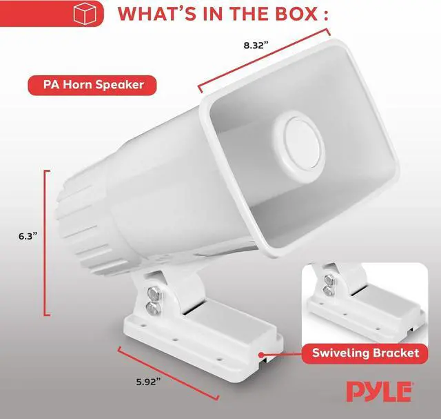 Alt view image 6 of 7 - Indoor / Outdoor PA Horn Speaker - 6" PA Speaker With 8 Ohms Impedance & 50 Watts Peak Power - Mounting Bracket & Hardware Included - White