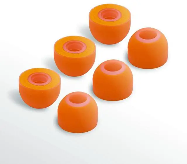 Main image of W New Improved Ear Tips Hybrid Design: Soft Memory Foam Core and Silicone Outside. Comfortable Fit, Long Life, Easy Cleaning - 3 Pairs (Large)