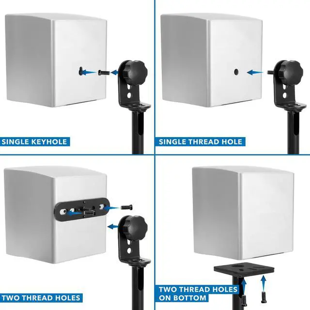 Alt view image 4 of 7 - Universal Speaker Stands, Adjustable Height 30 to 40.8 Inches, Surround Sound Speaker Stands for Satellite and Bookshelf Speakers, Heavy-Duty Construction, Supports 10 lbs Each (1 Pair)