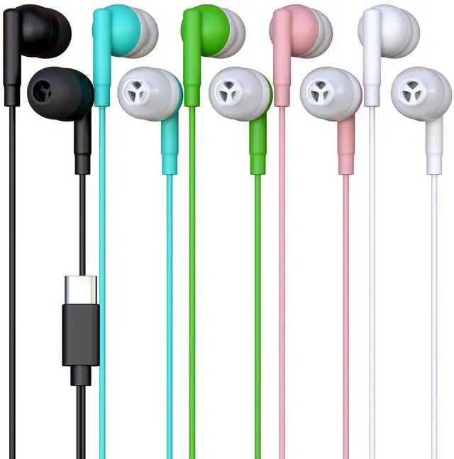 Main image of 20 Pack Bulk Wired Earbuds, USB-C, in-Ear, Compatible with Phone, Tablet, Laptop, PC for School, Online Class, Meeting, Web Conference, Practice, Test, Mix