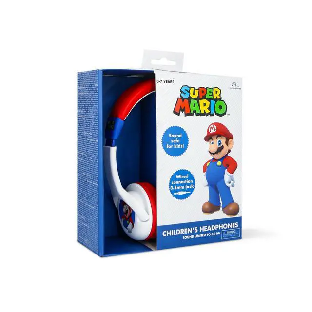 Alt view image 2 of 5 - SM1107 Super Mario Kids Wired Headphones in White