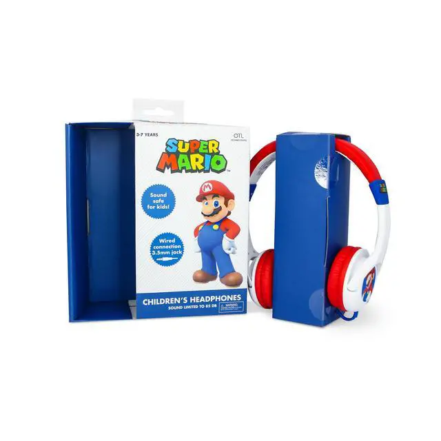 Alt view image 4 of 5 - SM1107 Super Mario Kids Wired Headphones in White