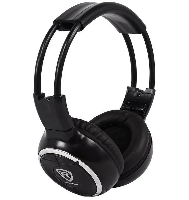 Alt view image 2 of 5 - RFH3 Wireless IR Car Headphones for Any Car Monitor, 2-Pack | Dual A/B Channels, 40mm Mylar Drivers, Foldable, Leatherette Ear Pads, 10m Range, Auto Mute/Power Off, 48h AAA Battery Life