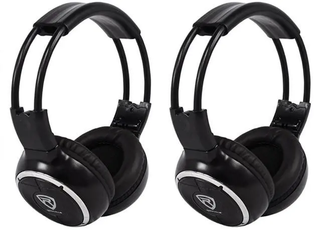Main image of RFH3 Wireless IR Car Headphones for Any Car Monitor, 2-Pack | Dual A/B Channels, 40mm Mylar Drivers, Foldable, Leatherette Ear Pads, 10m Range, Auto Mute/Power Off, 48h AAA Battery Life