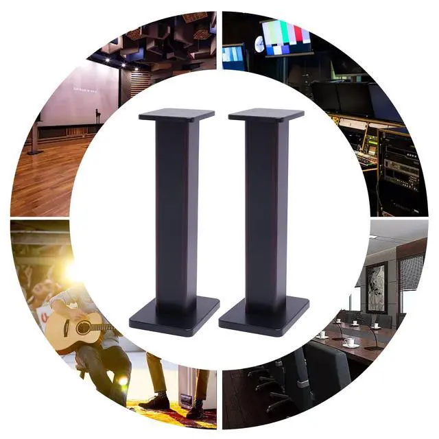 Alt view image 4 of 7 - Universal Speaker Stands Pair for Surround Sound, 28" Floor Speaker Stands Bookshelf Speaker Stand Up to 30LBS for Home Theater (Black Walnut)