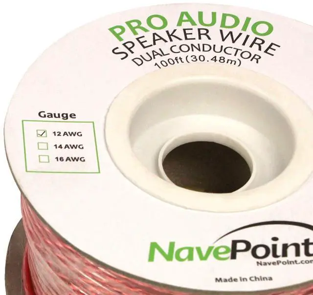 Main image of 100ft in Wall Audio Speaker Cable Wire CL2 12/2 AWG Gauge 2 Conductor Bulk Clear
