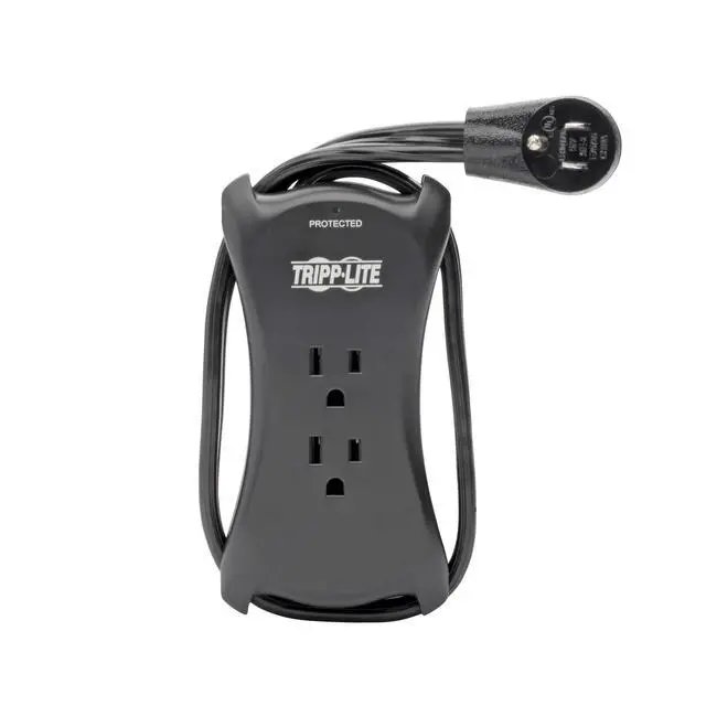 Alt view image 7 of 7 - Eaton TRAVELER3USB Travel Power Strip & USB Charger, Flat Plug, 1050 Joule Surge Protector, 2 USB Ports, 3-Outlets, 18" Cord & Cable Wrap, $25,000 Insurance