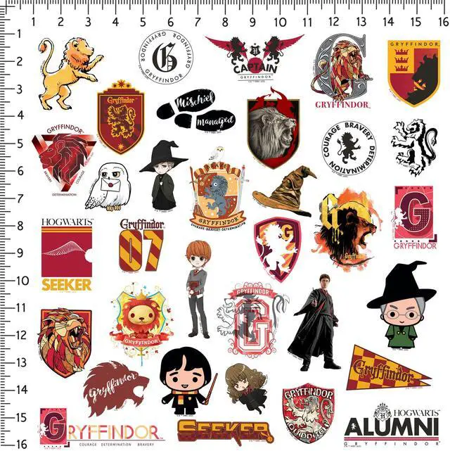 Alt view image 2 of 6 - Harry Potter Gryffindor Theme Bundle Set 2 100 Vinyl Stickers Waterproof