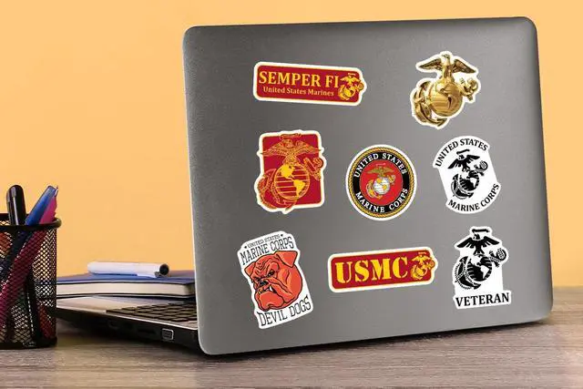 Alt view image 3 of 5 - United States Marine Corps 100 Vinyl Stickers Waterproof Die-Cut Decals Car