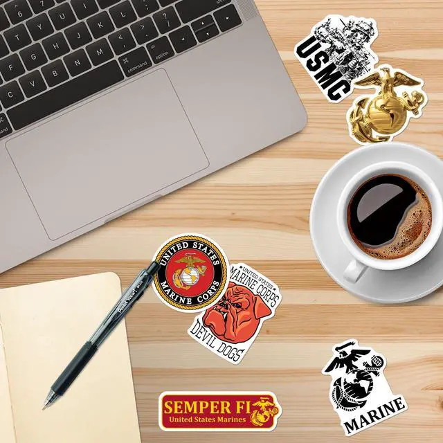 Alt view image 5 of 5 - United States Marine Corps 100 Vinyl Stickers Waterproof Die-Cut Decals Car