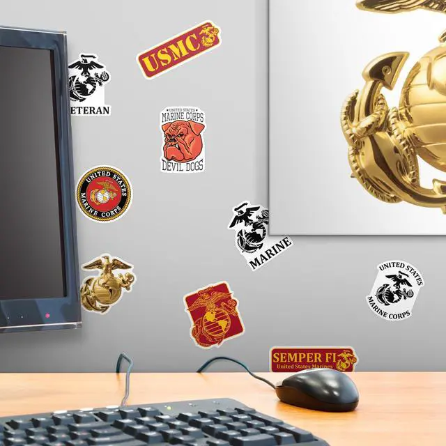 Alt view image 6 of 6 - Marines 200ct Vinyl L Deluxe Stickers Variety, Skateboard, Indoor/Outdoor