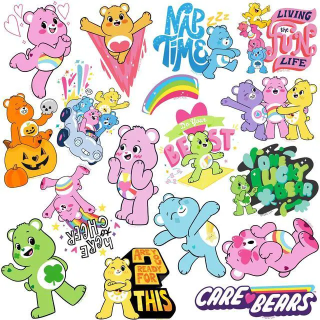 Alt view image 3 of 6 - Care Bears Unlock The Magic Set 2 100 Vinyl Stickers Waterproof Die-Cut