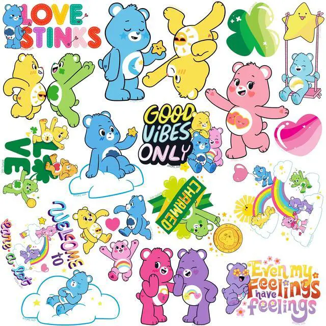 Alt view image 4 of 6 - Care Bears Unlock The Magic Set 2 100 Vinyl Stickers Waterproof Die-Cut