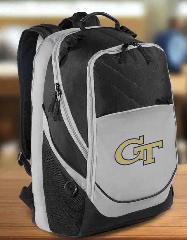Alt view image 3 of 7 - Georgia Tech Backpack GT Laptop Bag | Yellow Jackets Official Logo, Padded Laptop Compartment, Fits Up to 17" Laptops, 600D Polyester