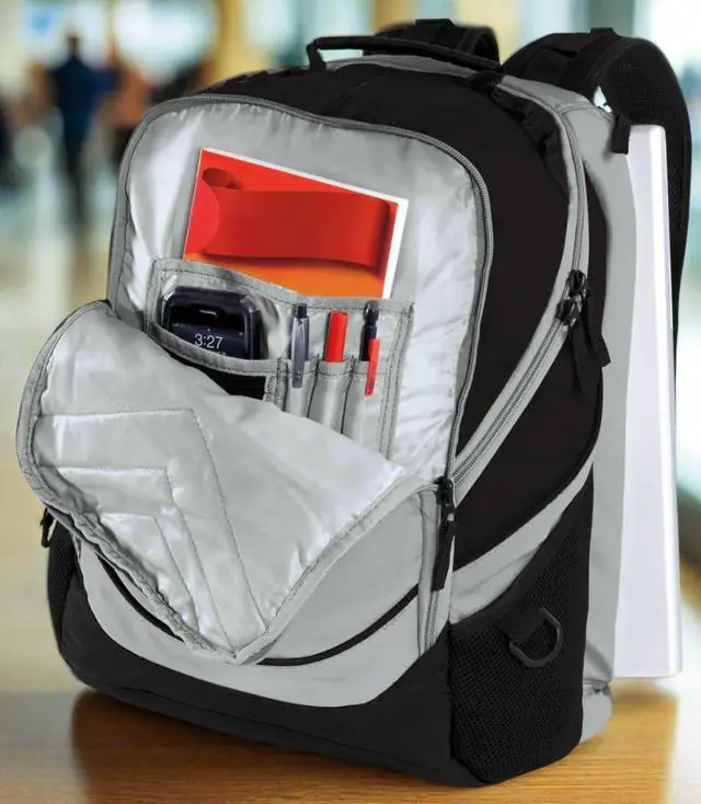 Alt view image 2 of 7 - Georgia Tech Backpack GT Laptop Bag | Yellow Jackets Official Logo, Padded Laptop Compartment, Fits Up to 17" Laptops, 600D Polyester