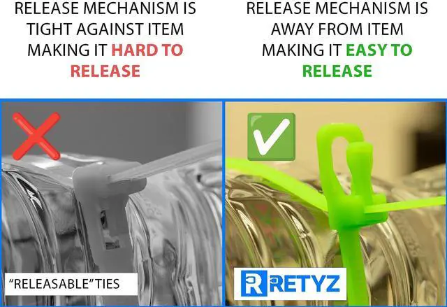 Alt view image 2 of 3 - Releasable Cable Ties Combo Pack, 30 Pack, 50 lb Tensile Strength, Multi-Size (8-Inch, 10-Inch, 12-Inch), All Black, Heavy Duty Zip Ties, Reusable, Patented Quick-Release Design