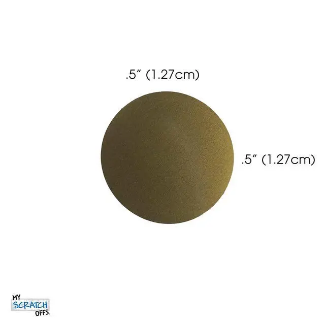 Alt view image 2 of 3 - 0.50 in Gold Round Scratch-Off Stickers, 100 Pack | Ideal for concealing text on cards, small raffle tickets, teacher rewards, wedding favors, baby cards, or custom game reveals