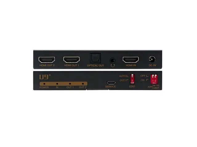 Alt view image 2 of 6 - ViewHD UHD1X2SA 1 in 2 Out 1x2 HDMI 2.0 HDCP 2.2 Splitter with 4K to 1080P Down Scaler and Audio Extractor 4K60Hz HDR Dolby Vision 3.5mm / Optical and HDMI Audio Output to HDMI AVR Receiver