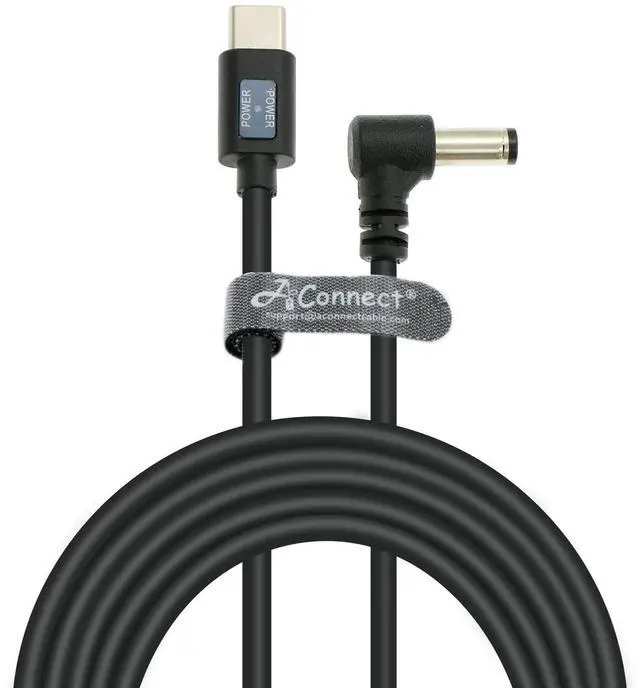 Main image of 12V PD USB C to DC 5.5x2.5mm Male Right Angle Type C Power Cable with Power Indicator for KiPRO LCD Monitors Blackmagic BMCC Camera Video Assist Monitor, 70.8inches/1.8m