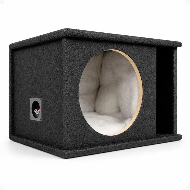 Main image of QPower 12 Inch Single Horn Ported Subwoofer Box Enclosure, 5/8" MDF Car Audio Speaker Box, 2.0 Cubic Feet Vented Design, Black Carpet Finish