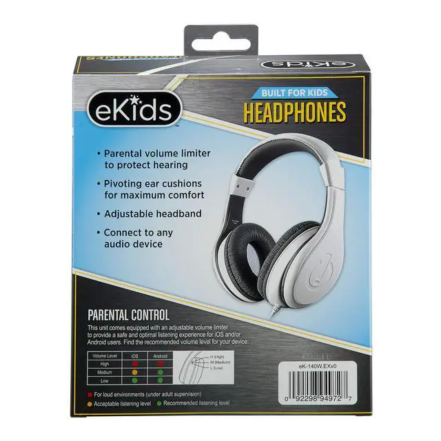 Alt view image 7 of 7 - Kids Headphones, Stereo Sound, 3.5mm Jack Cord, Wired Headphones for Kids, Tangle-Free, Volume Control, Childrens Earphones Over Ear for Travel White