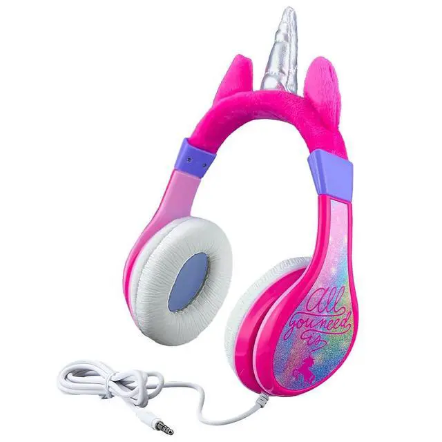 Alt view image 7 of 7 - Unicorn Kids Headphones, Adjustable Headband, Stereo Sound, 3.5Mm Jack, Wired Headphones for Kids, Tangle-Free, Volume Control, Foldable, Childrens Earphones for School, Home, Travel