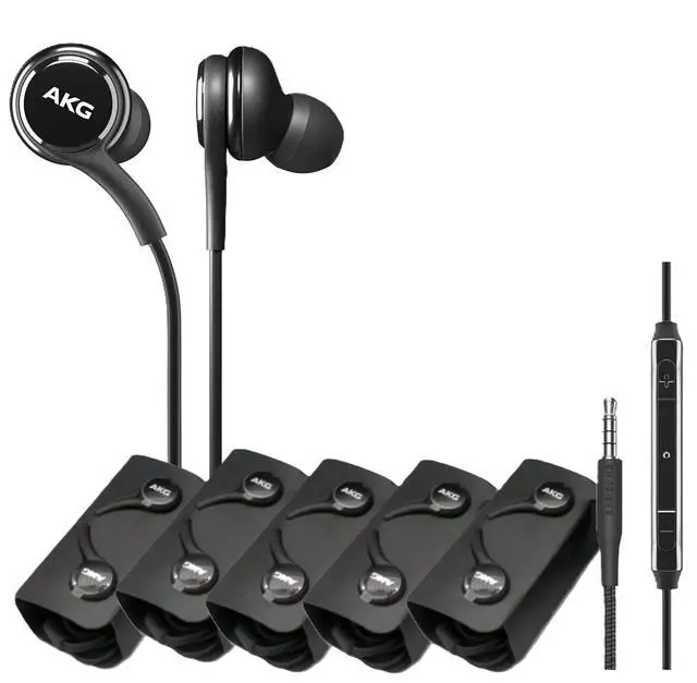 Alt view image 2 of 7 - Wired Earbuds 5-Pack Galaxy, AKG Tuned in-Ear Headphones with Mic, Tangle-Free Cable & Ear Gels, 3.5mm Jack, Bulk Packaging in Black