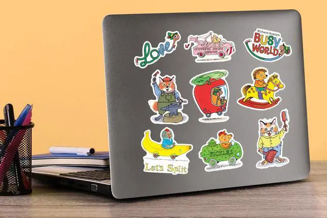 Alt view image 5 of 6 - Richard Scarry 150ct Vinyl L Deluxe Stickers, Skateboard, Indoor/Outdoor