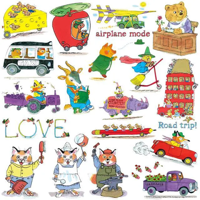 Alt view image 3 of 6 - Richard Scarry 150ct Vinyl L Deluxe Stickers, Skateboard, Indoor/Outdoor