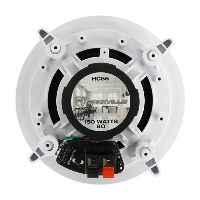 Alt view image 7 of 7 - HC55 White 5.25" in-Ceiling Home Theater Speakers, 8 Ohm, 4-Pack | 300W Peak / 120W RMS, Swivel Tweeter, Paintable Flush Mount Grills, 88dB, 80Hz-20KHz, 6.5" Cut-Out, 2-Way, Multi-Room