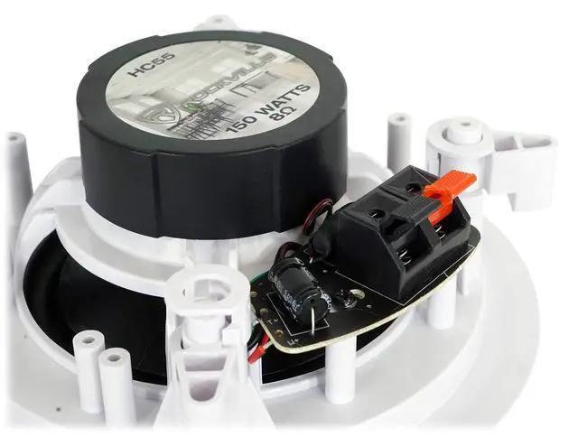 Alt view image 7 of 7 - HC55 White 5.25" in-Ceiling Home Theater Speakers, 8 Ohm, Pair | 300W Peak / 120W RMS, Swivel Tweeter, Paintable Flush Mount Grills, 88dB, 80Hz-20KHz, 6.5" Cut-Out, 2-Way, Multi-Room