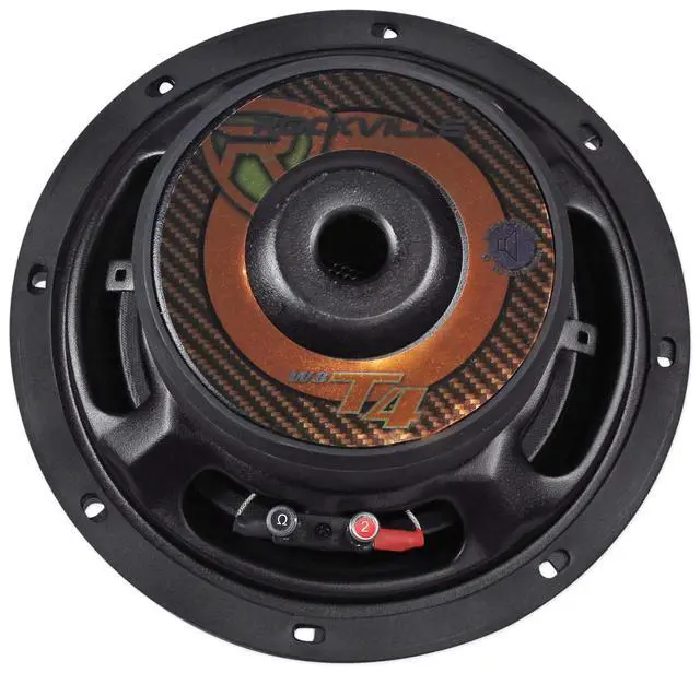 Alt view image 4 of 6 - W8T4-S2 8" SVC 2-Ohm Slim Car Subwoofer, 1000W Peak/250W, 2-Pack | CEA-2031 Compliant, 1.5" Voice Coil, 33oz Magnet, Butyl Surround, Steel Basket, Nickel Terminals, 2.5" Depth, 39Hz-500Hz, RMS