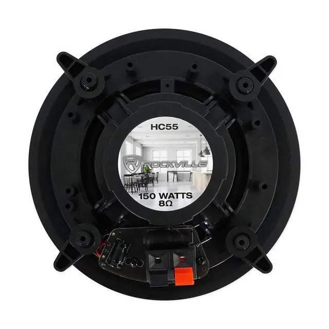 Alt view image 6 of 6 - HC55 Black 5.25" in-Ceiling Home Theater Speakers, 8 Ohm, 6-Pack | 300W Peak / 120W RMS, Swivel Tweeter, Paintable Flush Mount Grills, 88dB, 80Hz-20KHz, 6.5" Cut-Out, 2-Way, Multi-Room