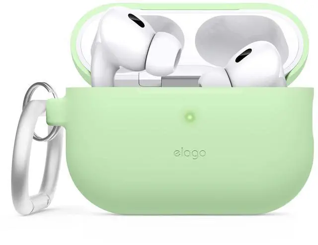 Main image of Silicone Case for AirPods Pro 2 | Silicone Case with Keychain, Front LED Visible, Supports Wireless Charging (2022) (Pastel Green)