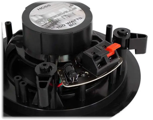 Alt view image 6 of 7 - HC55 Black 5.25" in-Ceiling Home Theater Speakers, 8 Ohm Pair | 300W Peak / 120W RMS, Aimable Swivel Tweeter, Paintable Flush Grill, 2-Way, Polypropylene Cone, 88 dB