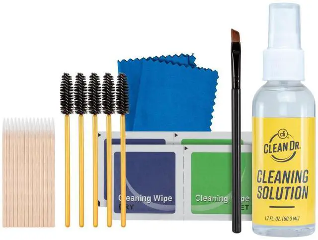 Main image of CleanDr Earbud Cleaning Kit | 32-piece kit removes earwax and debris, brushes wipes picks solution, safe cleaning for AirPods earbuds charging cases