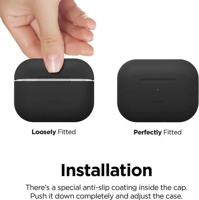 Alt view image 6 of 7 - Silicone Case for AirPods Pro 2 | Silicone Case with Keychain, Front LED Visible, Supports Wireless Charging (2022) (Pastel Green)